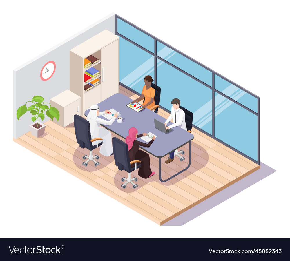 International business team work in office Vector Image