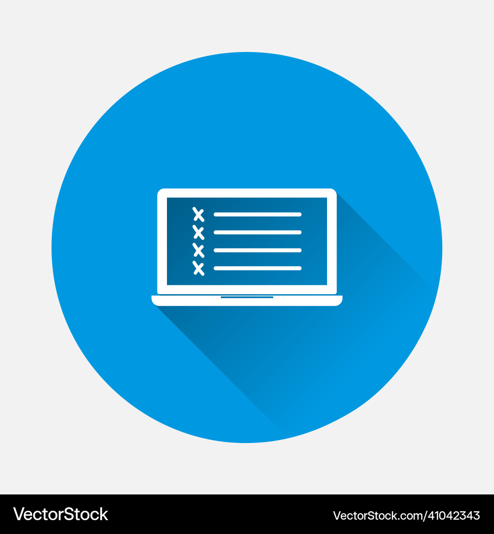 Laptop screen icon and checklist icon on blue Vector Image