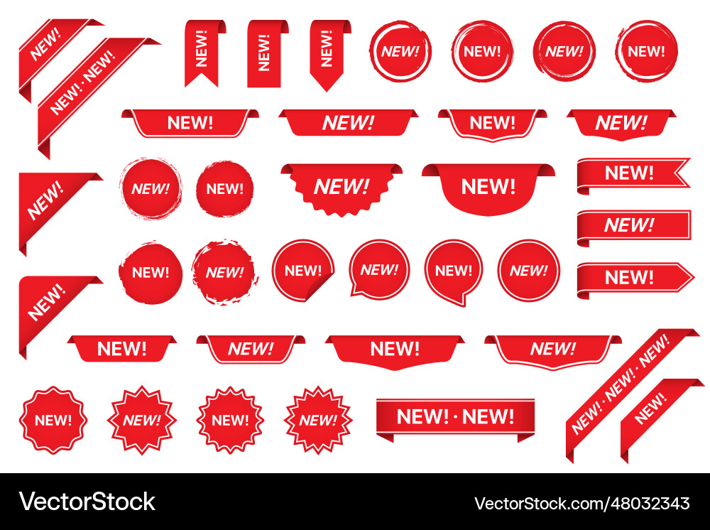 New tag sticker labels collection in red Vector Image