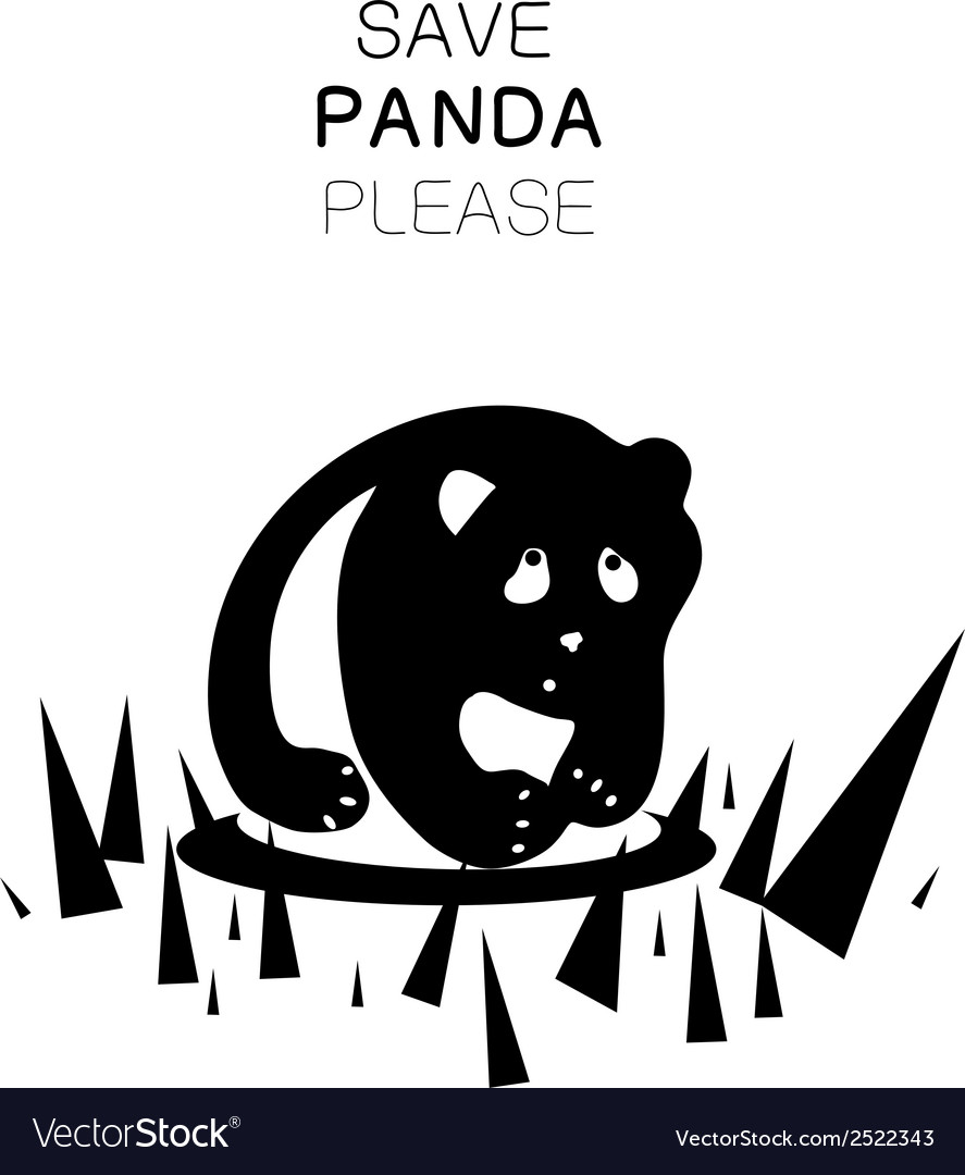 Panda silhouette and slogan Royalty Free Vector Image