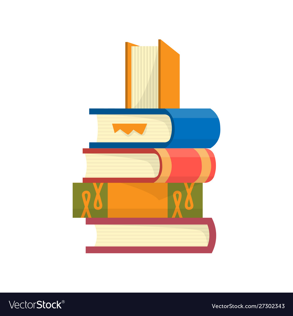 Stack books on a white background pile Royalty Free Vector