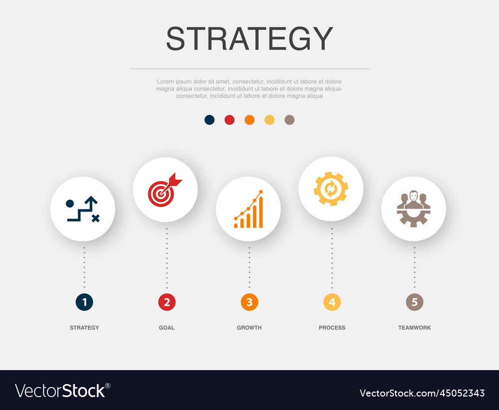 Strategy goal growth process teamwork icons Vector Image