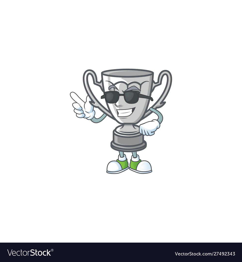 Super cool silver trophy with cartoon character Vector Image Super cool silver trophy with cartoon character Vector Image
