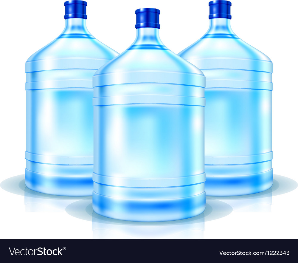 Three big bottles with clean water Royalty Free Vector Image