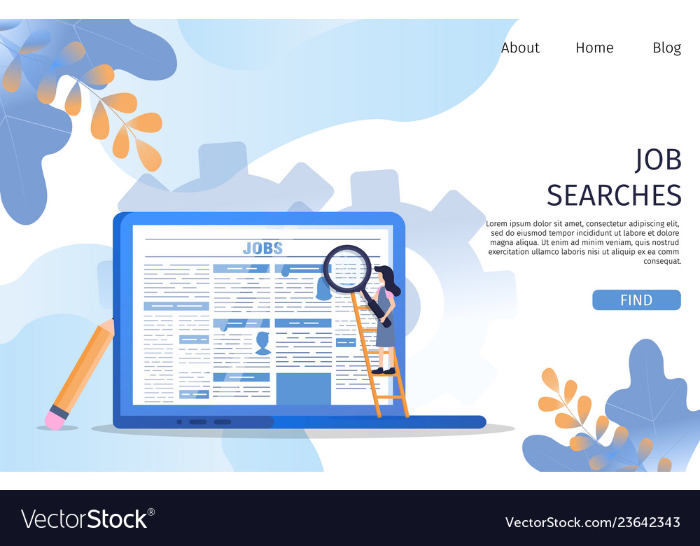 Vacancy Job Search Employee Character At Laptop Vector Image