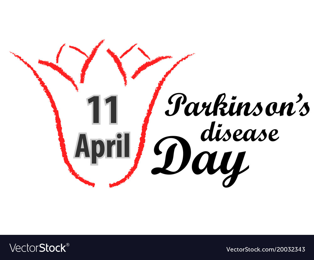 World parkinson day red tulip and text Royalty Free Vector