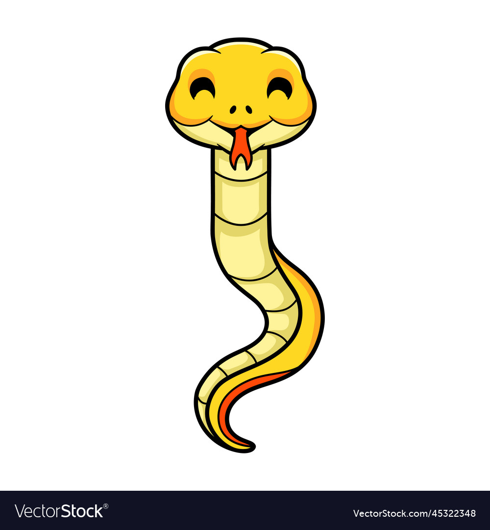 Cute yellow insularis snake cartoon Royalty Free Vector