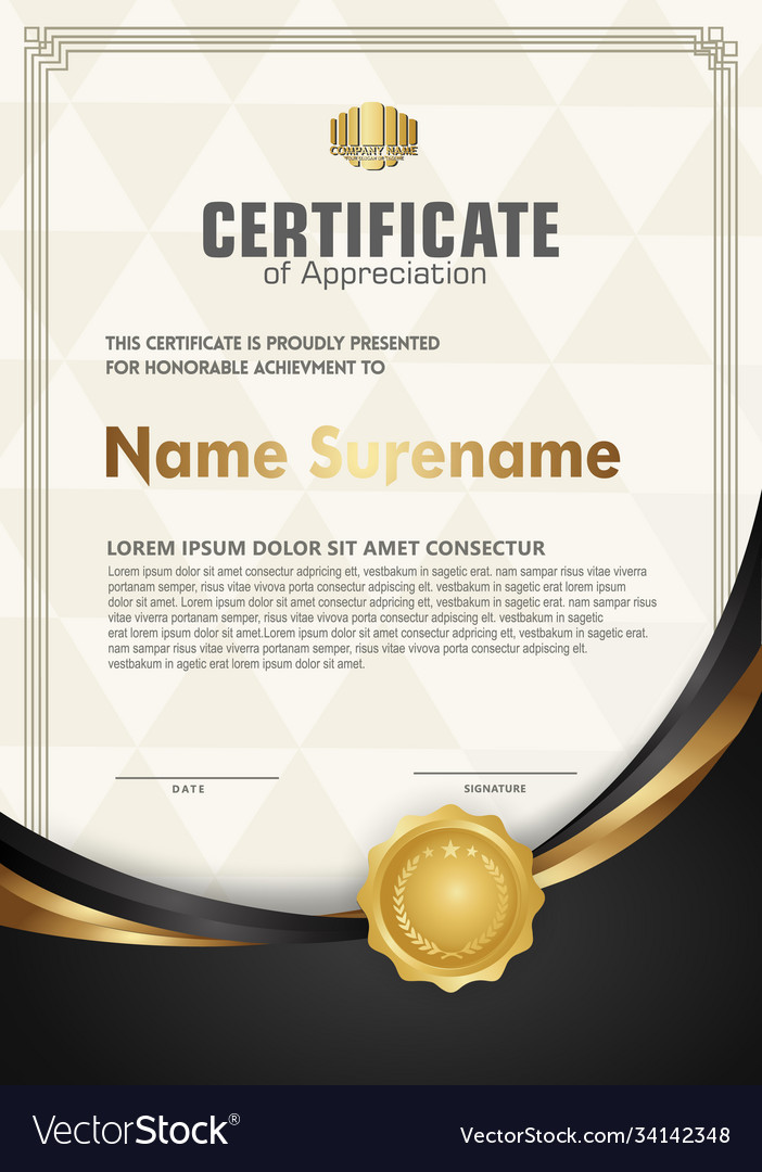 Elegant And Futuristic Certificate Template With Vector Image