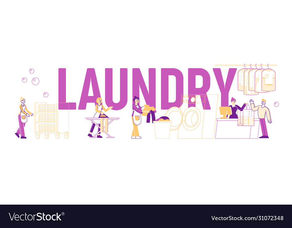 Laundry concept poster male and female characters Vector Image