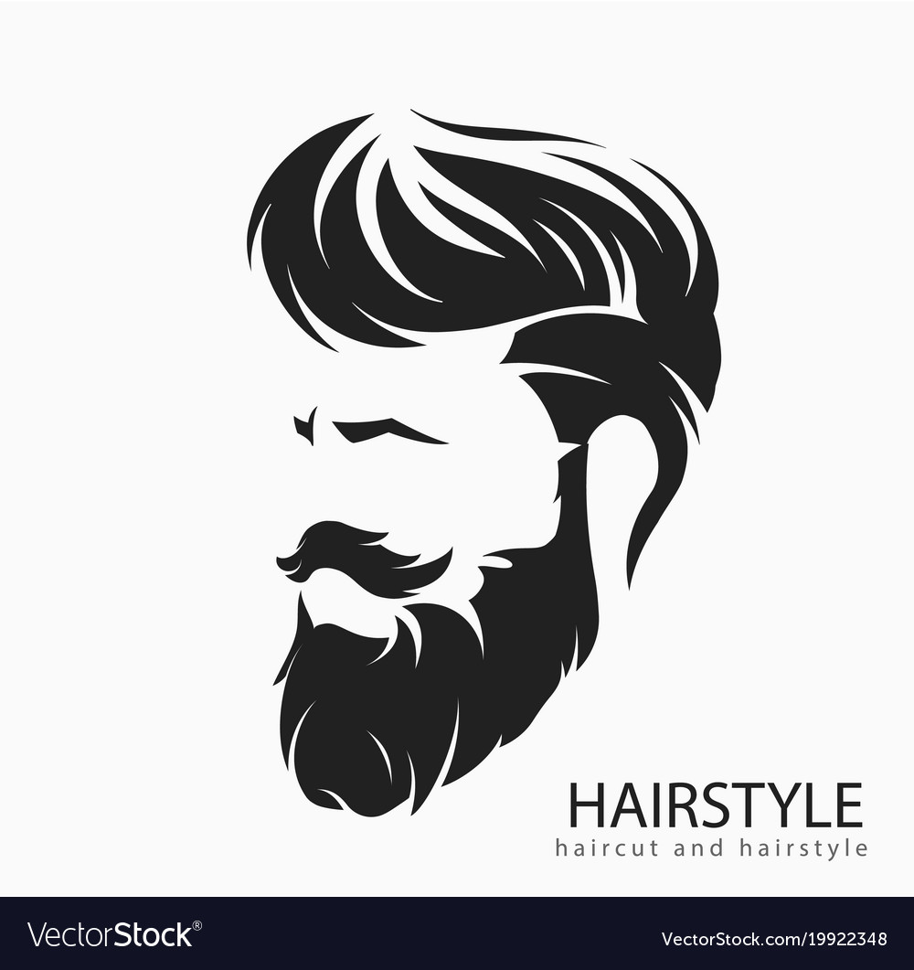 Mens Hairstyle With A Beard And Mustache Vector Image