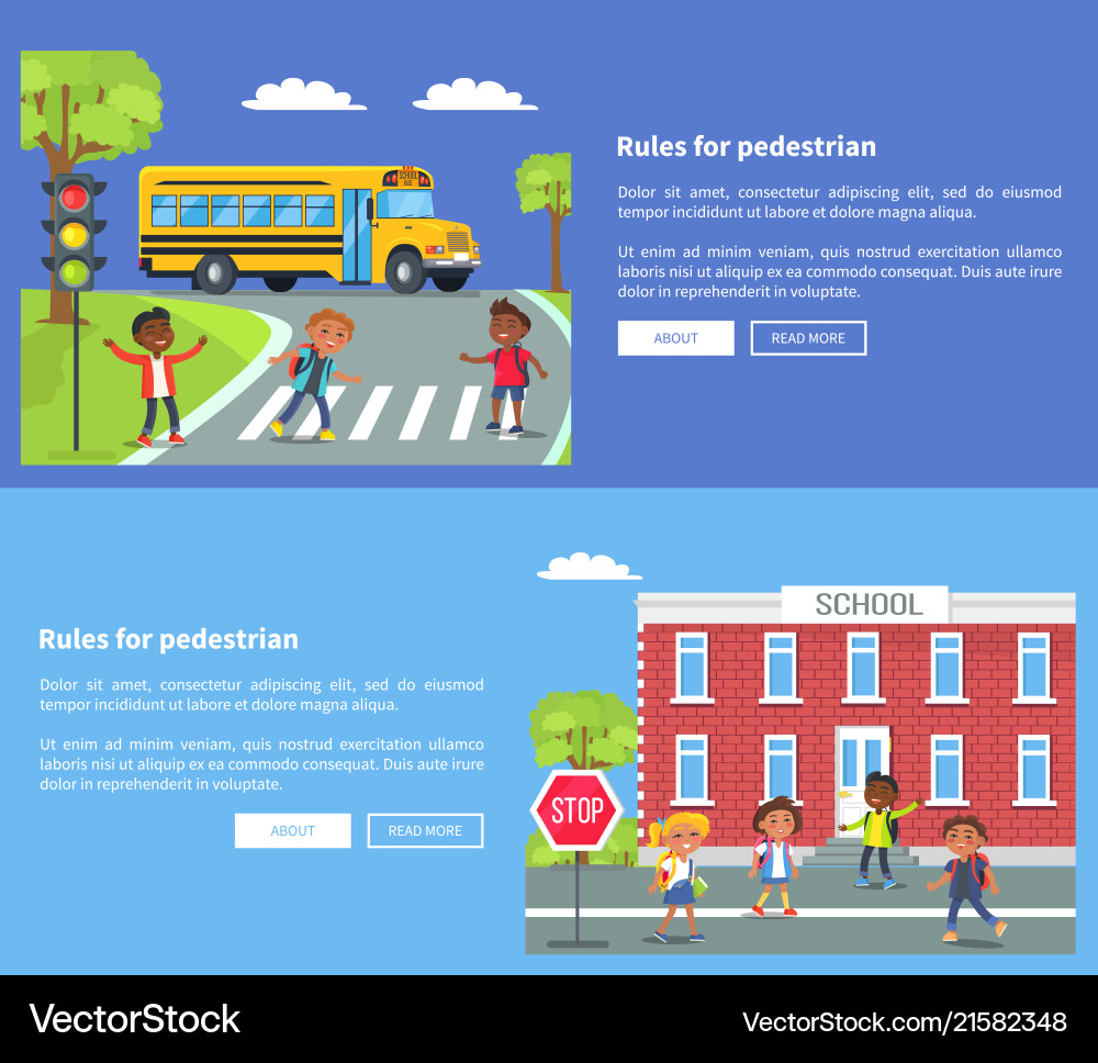 Rules For Pedestrian Web Banner With Texts Vector Image