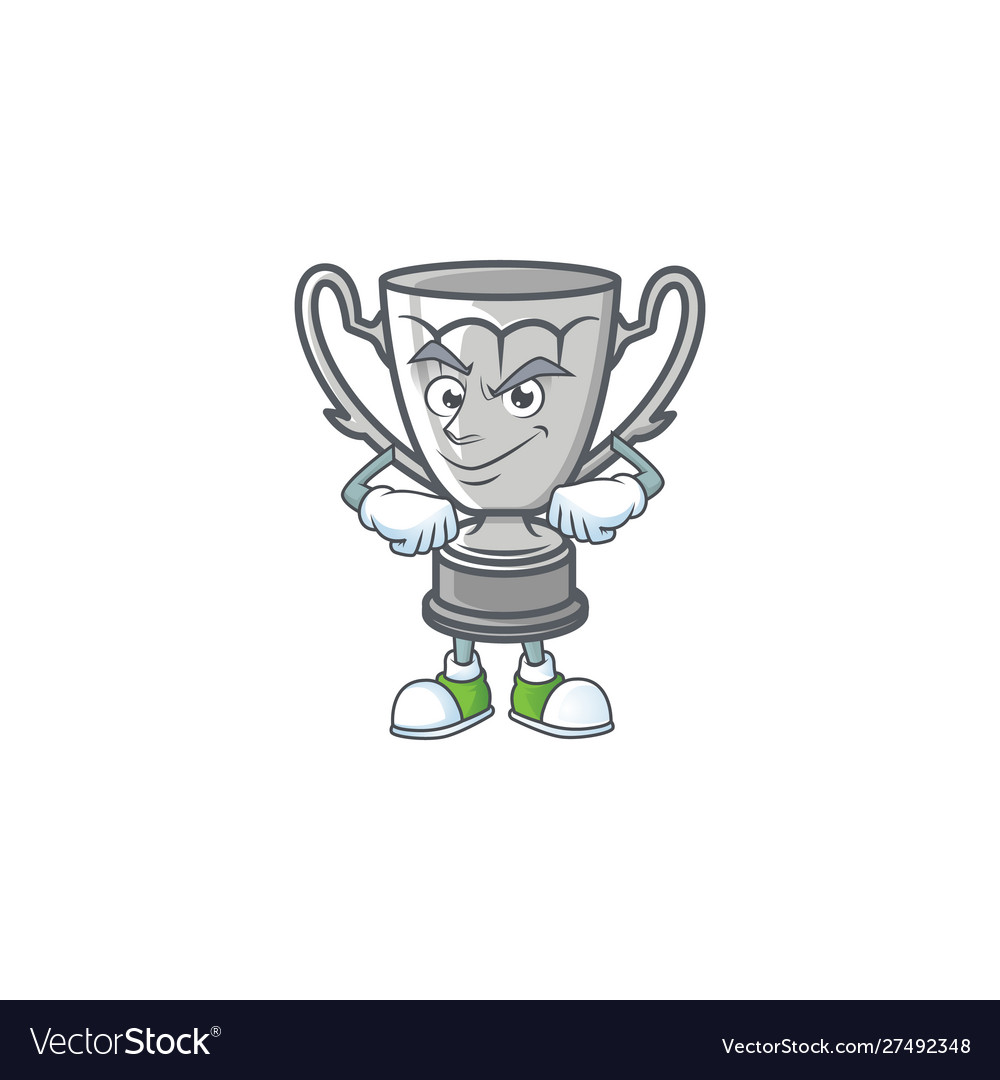 Smirking silver trophy with cartoon character Vector Image Smirking silver trophy with cartoon character Vector Image