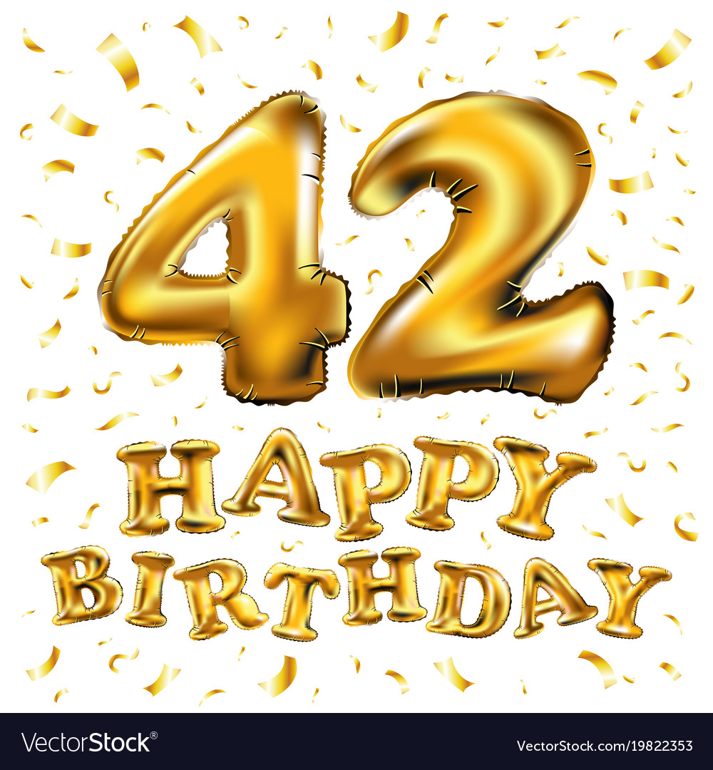 42 Anniversary Celebration With Brilliant Gold Vector Image