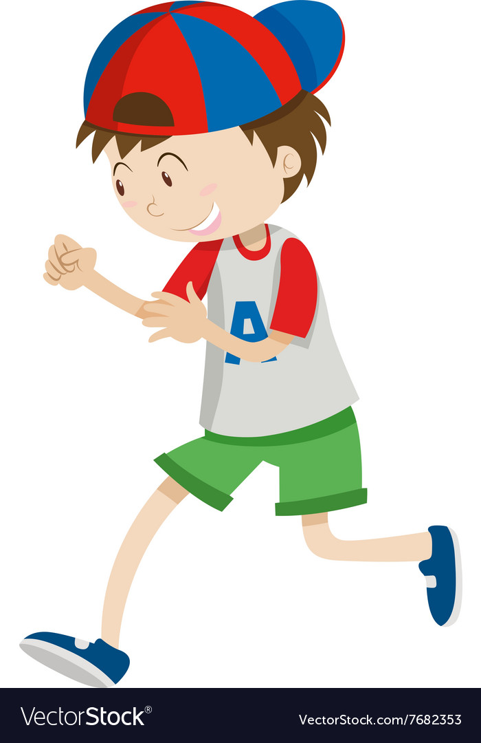 Boy with a cap walking Royalty Free Vector Image