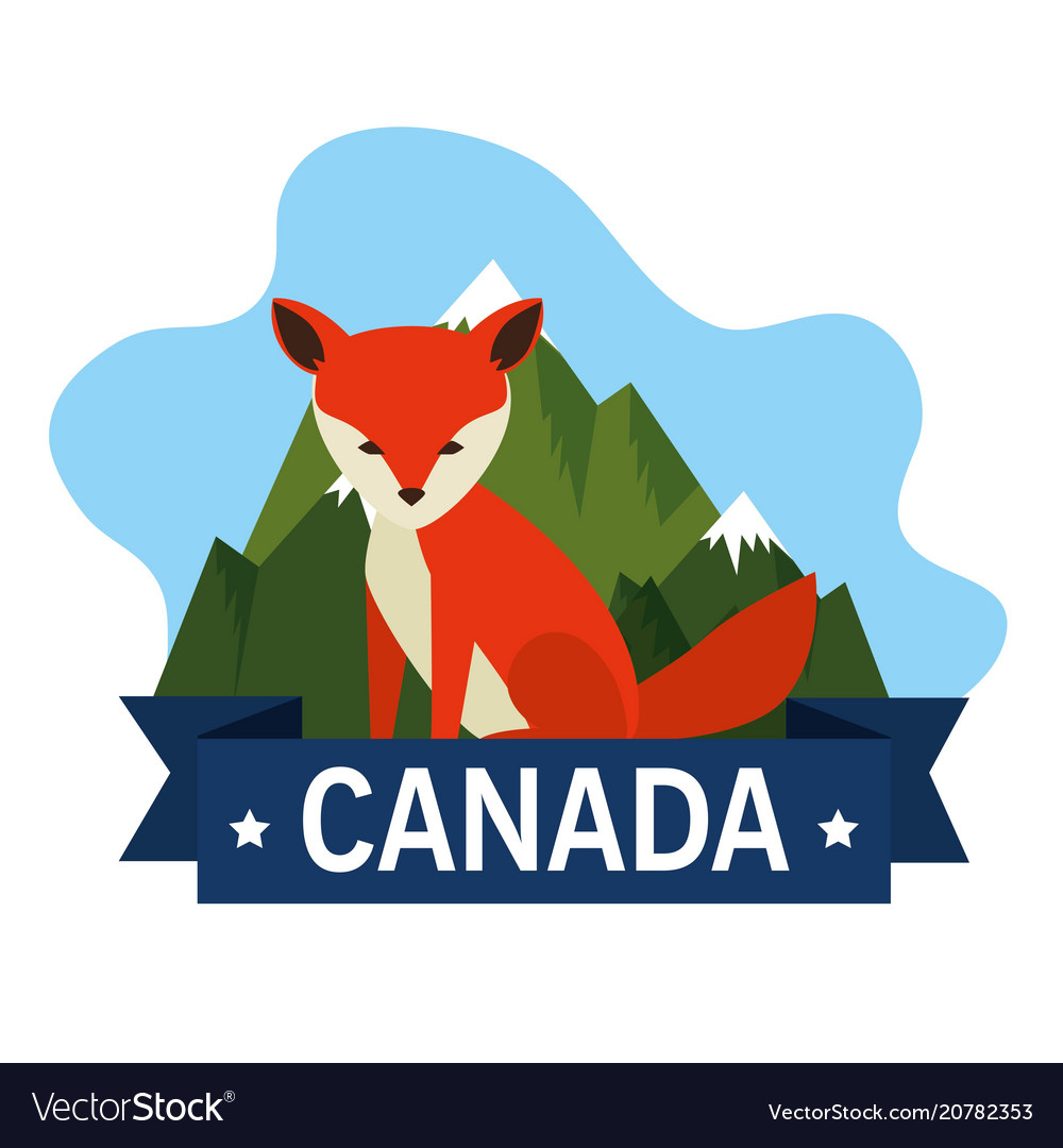 Canadian fox scene icon Royalty Free Vector Image