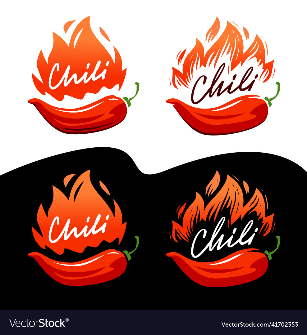 Chili logo with fire hot spicy pepper symbol Vector Image