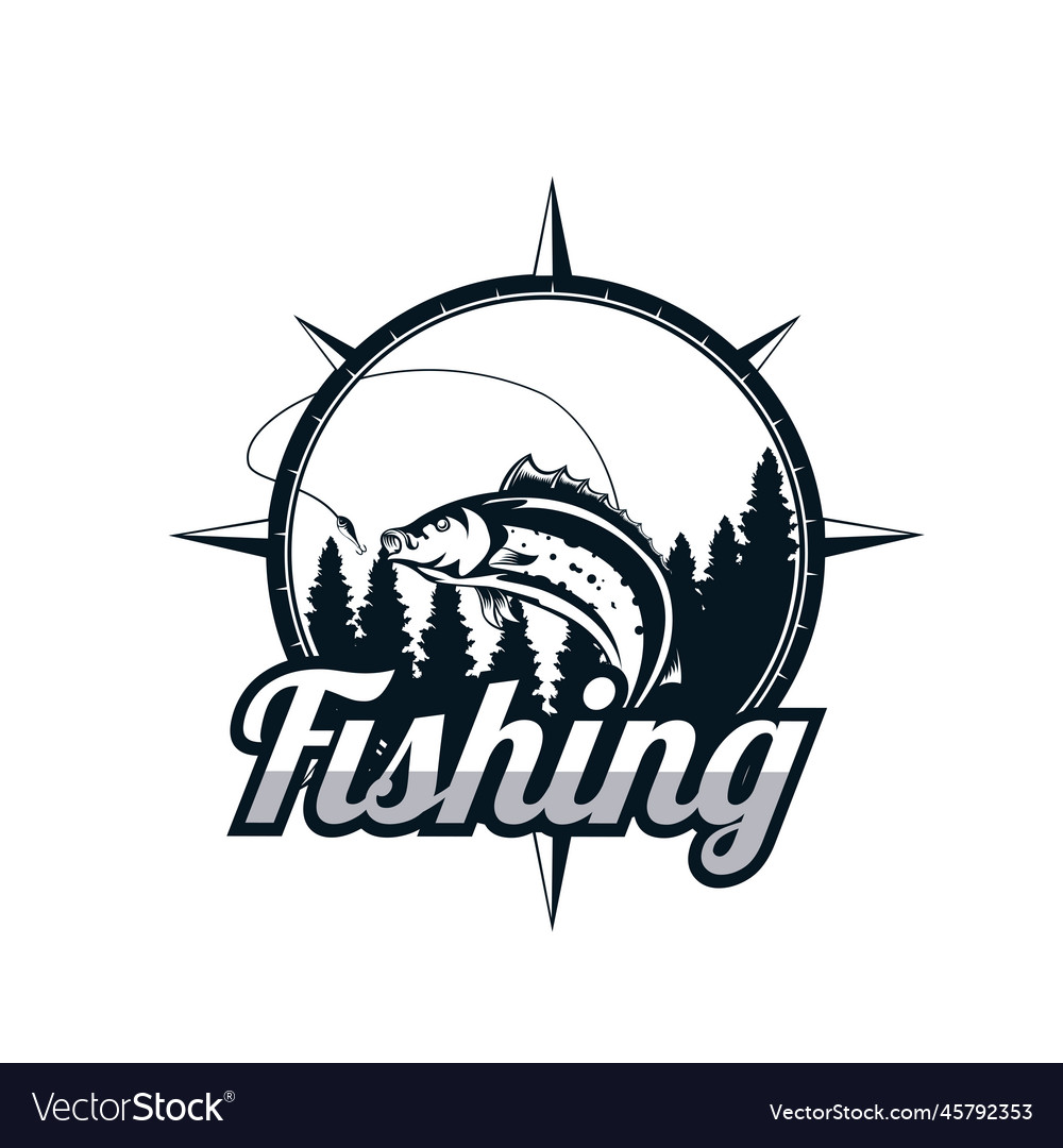 Fishing logo design template Royalty Free Vector Image