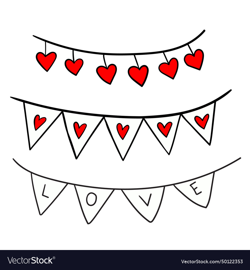 Happy valentines day set of banners flags Vector Image