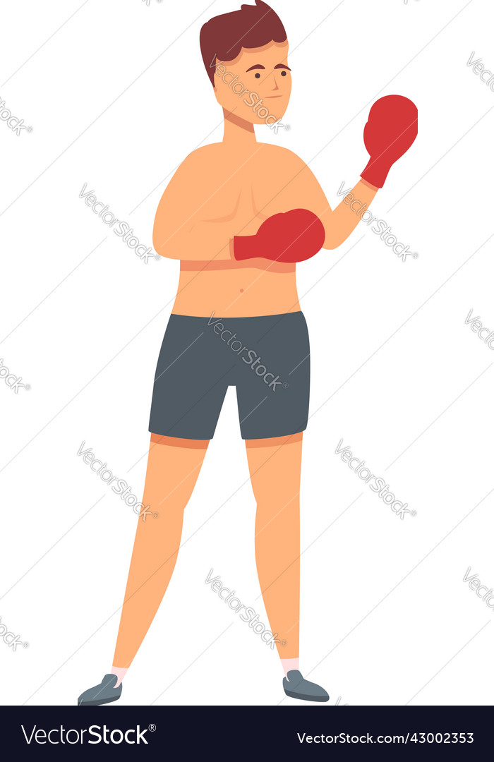 Kid boxing icon cartoon happy child Royalty Free Vector