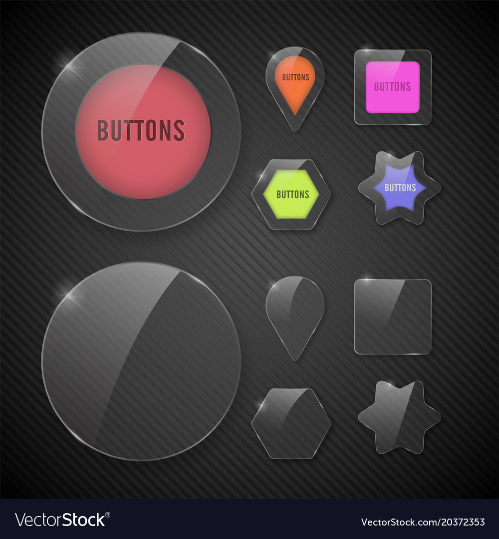 Set buttons web glass colorful v2 Royalty Free Vector Image
