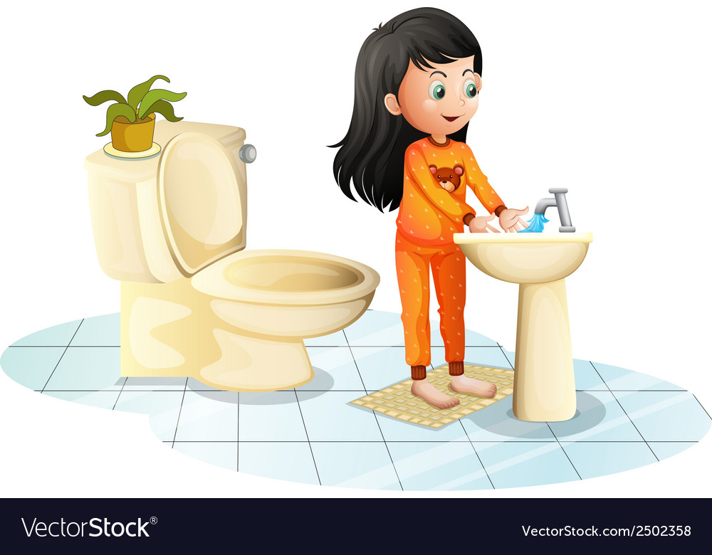 A Cute Little Girl Washing Her Hands Royalty Free Vector A Cute Little Girl Washing Her Hands Royalty Free Vector