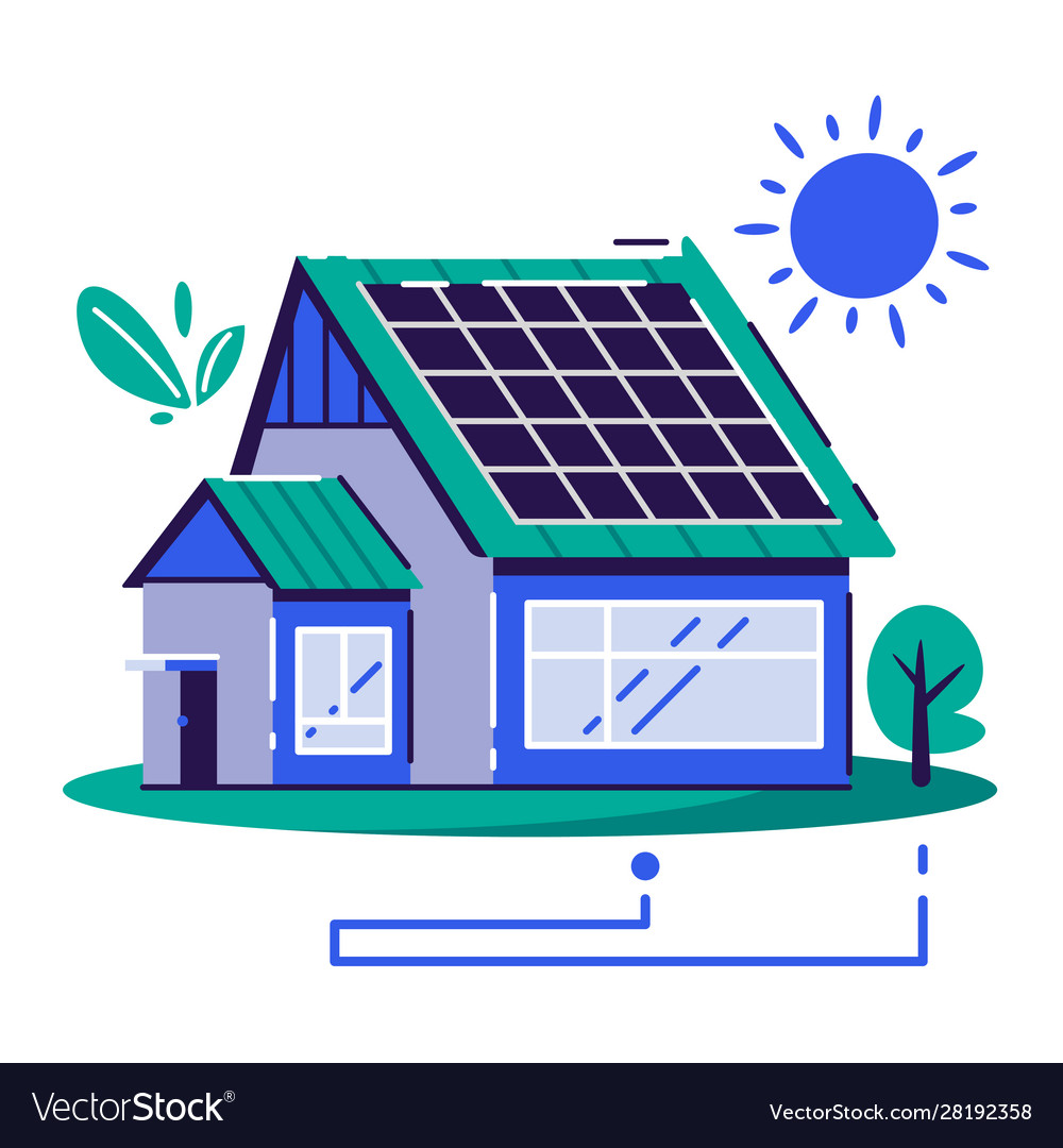 Eco House Cartoon Flat Royalty Free Vector Image