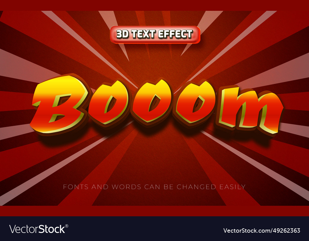 Booom 3d Comic Style Editable Text Effect Vector Image