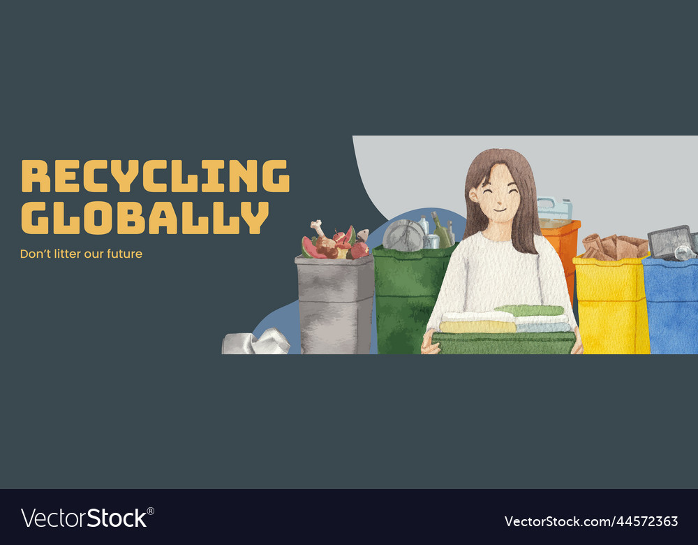 Facebook ads template with global recycling Vector Image