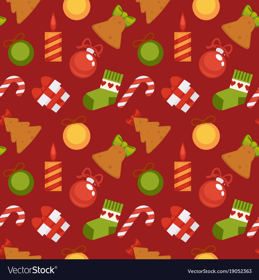 Gift box sweet cane and christmas decorations Vector Image