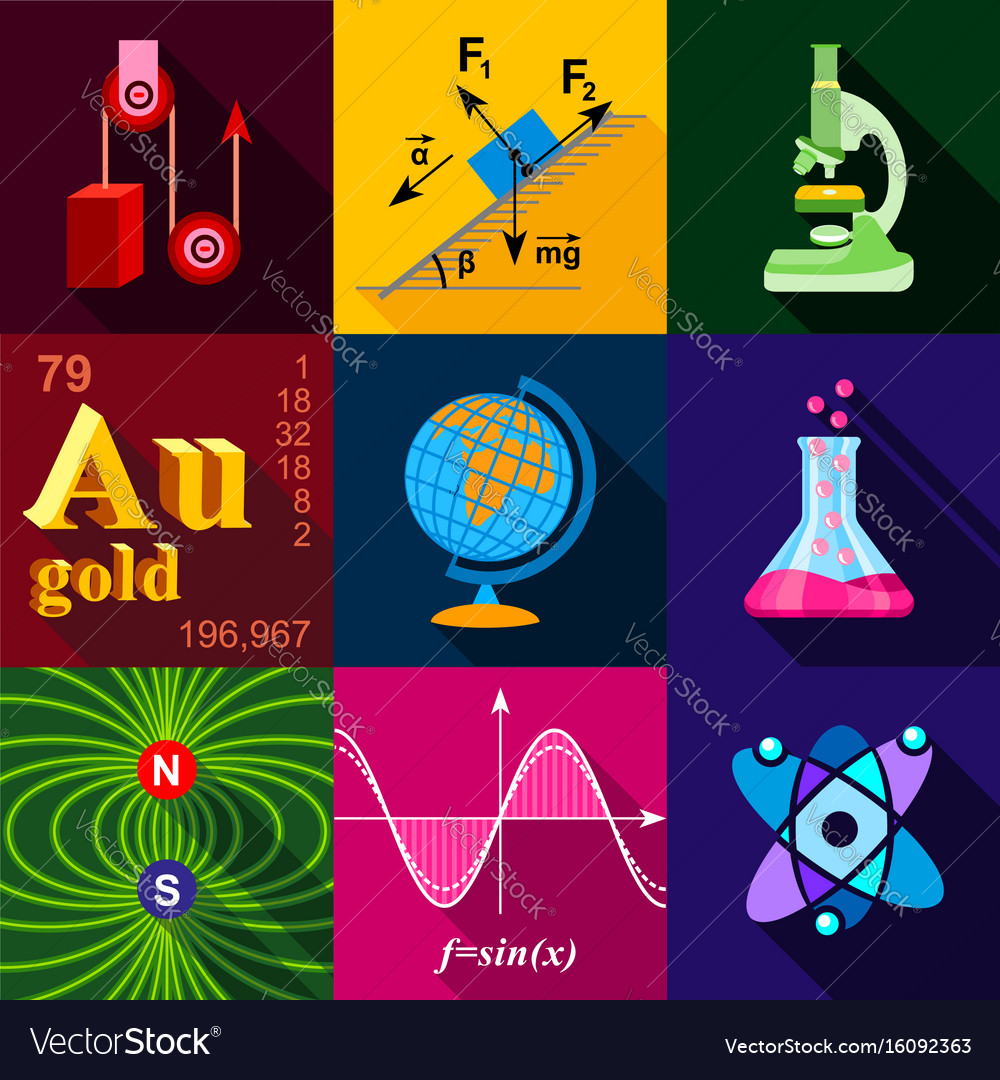 Science Icons Set Flat Style Royalty Free Vector Image