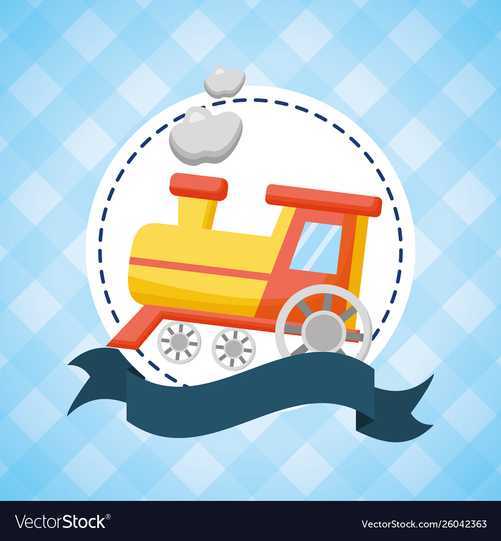 Toy train baby shower card Royalty Free Vector Image