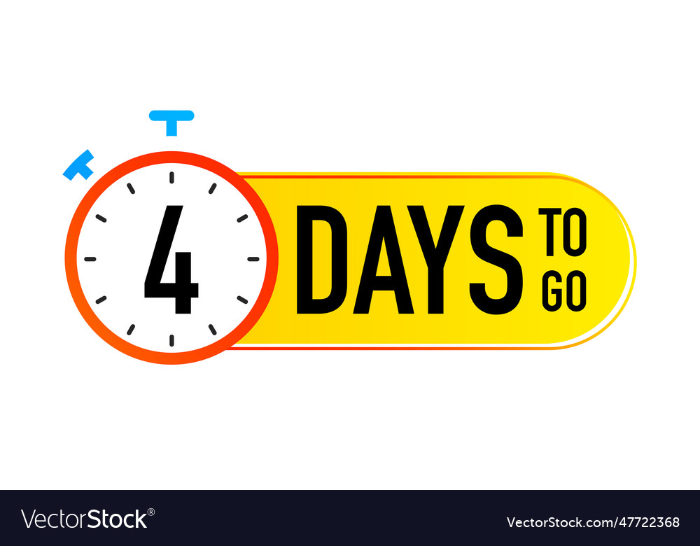 4 Days To Go Timer Symbol Colorful Style Vector Image