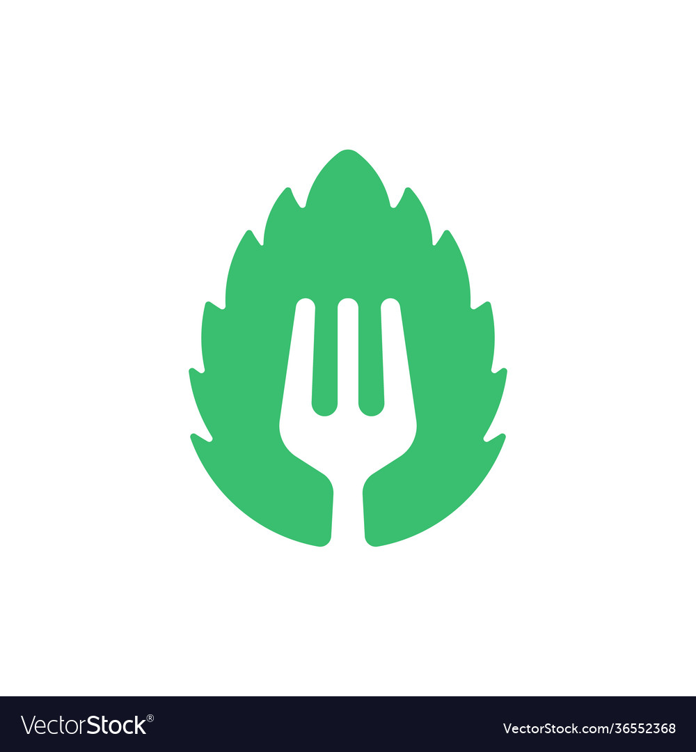 Eco fork leaf symbol leaf shape with a fork Vector Image