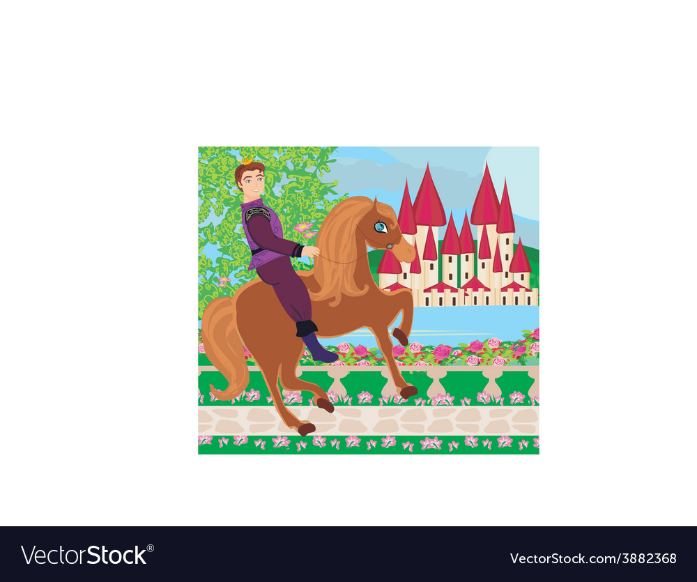 Prince riding a horse to the castle