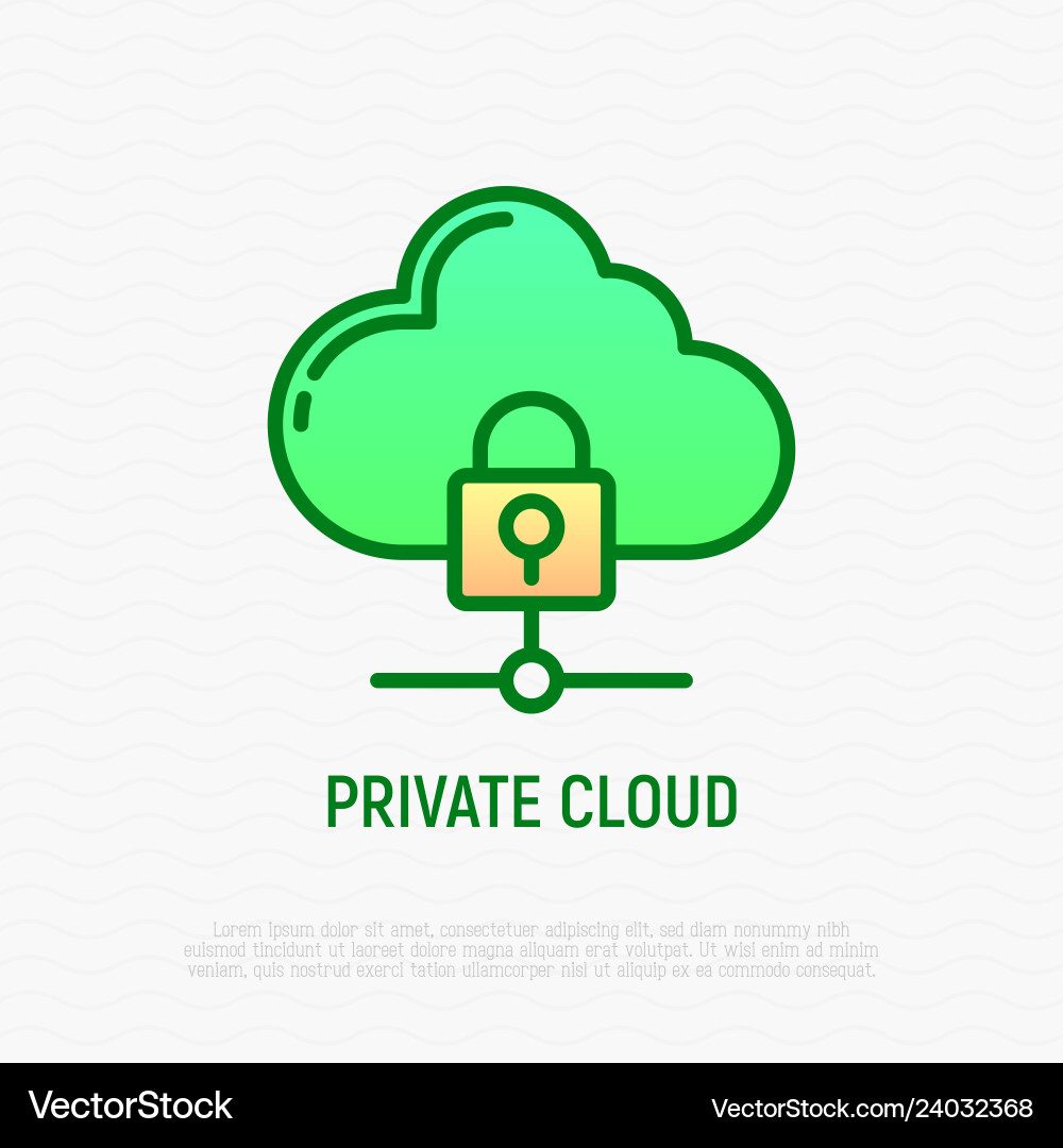 Private cloud thin line icon locked cloud Vector Image