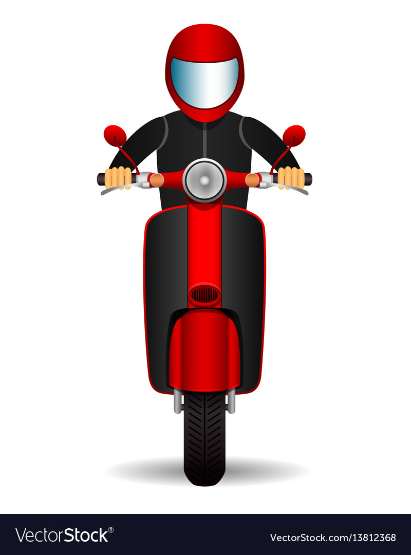 Scooter biker front view Royalty Free Vector Image