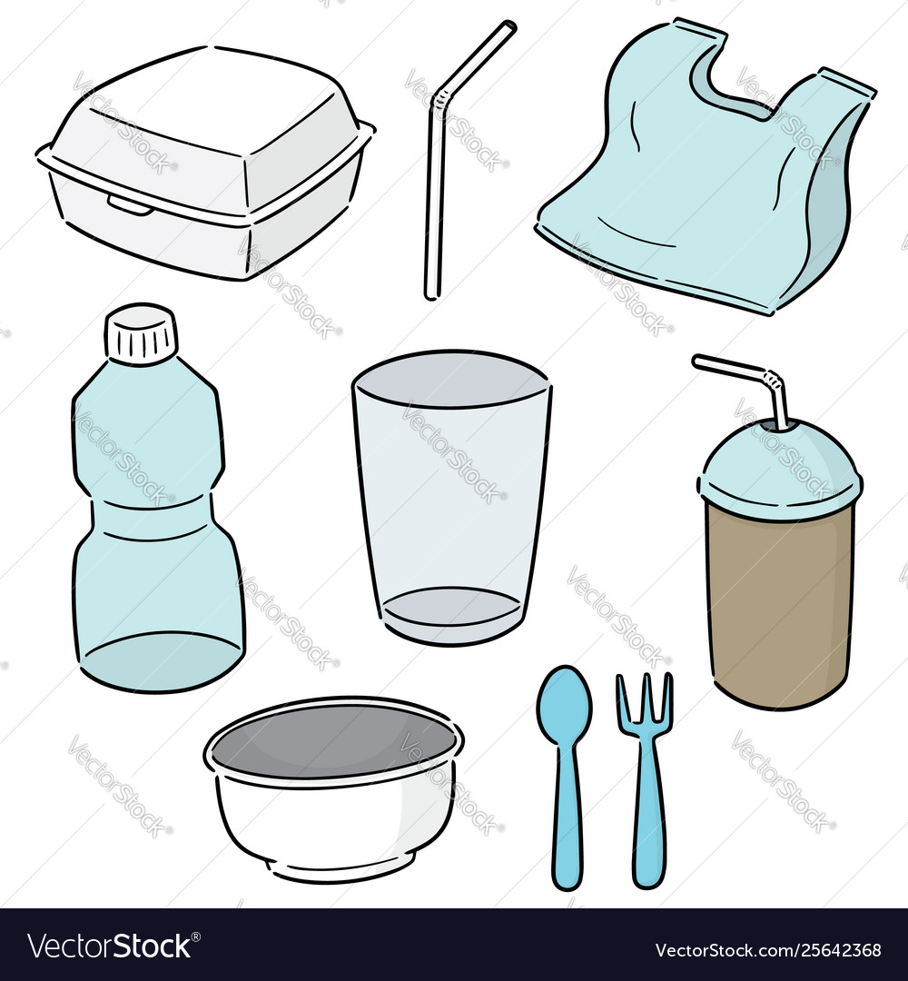 set-non-biodegradable-product-royalty-free-vector-image