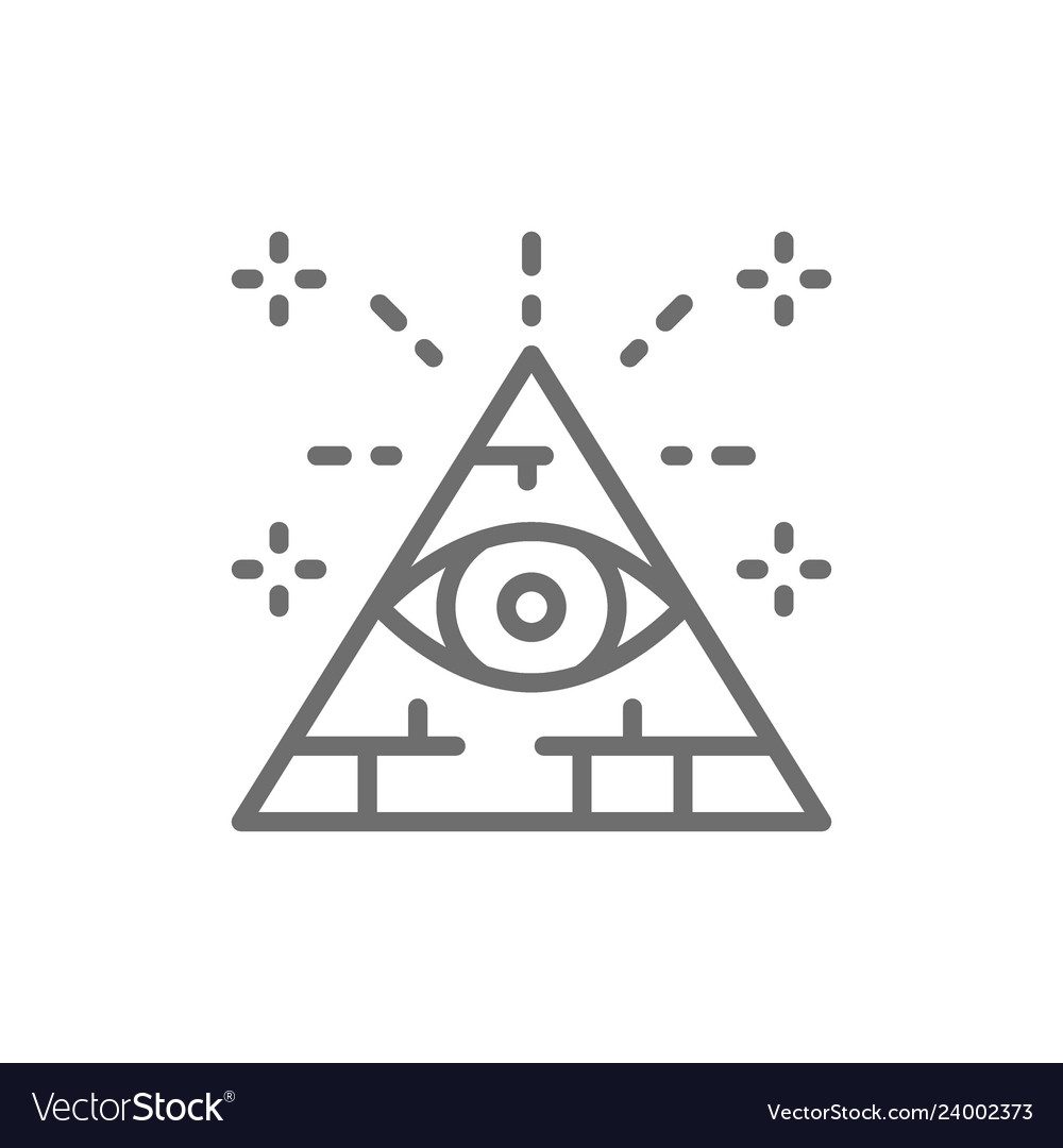 All seeing eye triangle pyramid line icon Vector Image