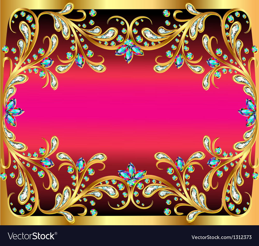 Background with precious stones gold pattern and t