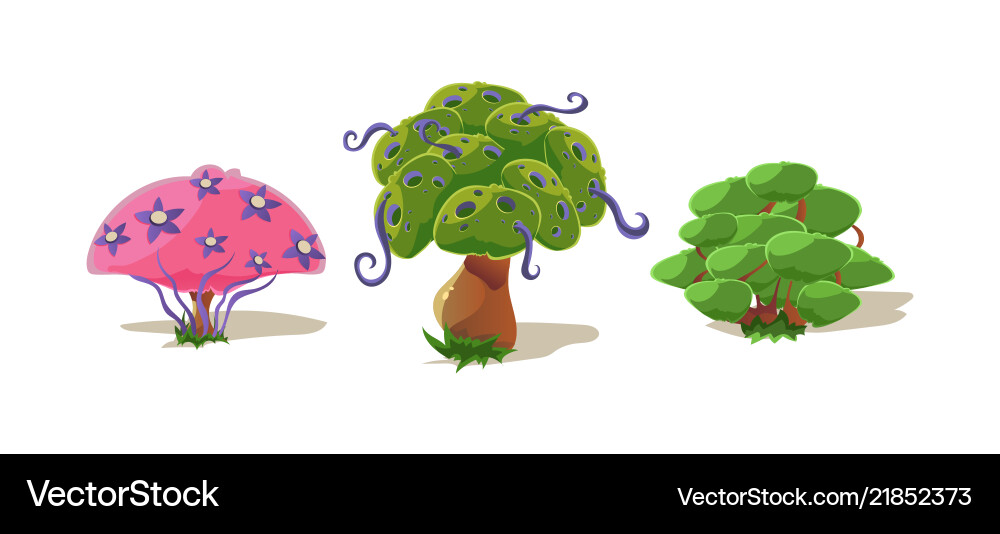 Fantasy trees nature landscape elements Royalty Free Vector