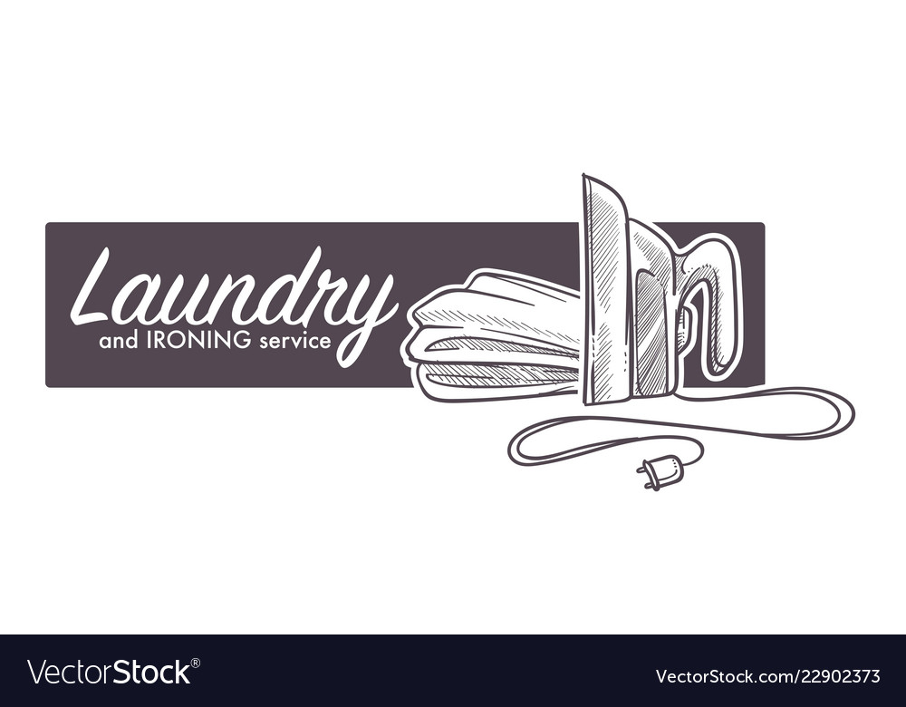 Laundry and ironing service logo banner sketch Vector Image
