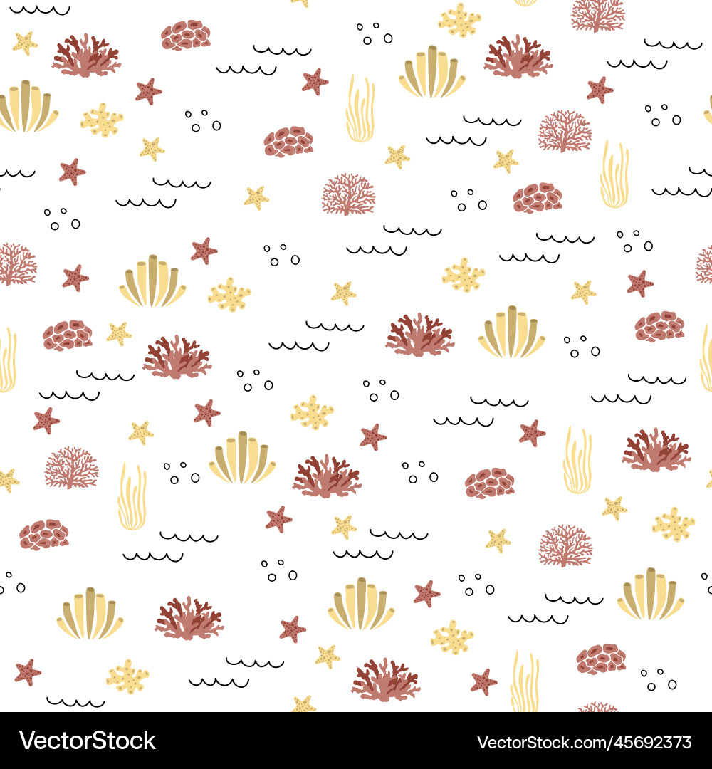 Seamless pattern with algae corals Royalty Free Vector Image
