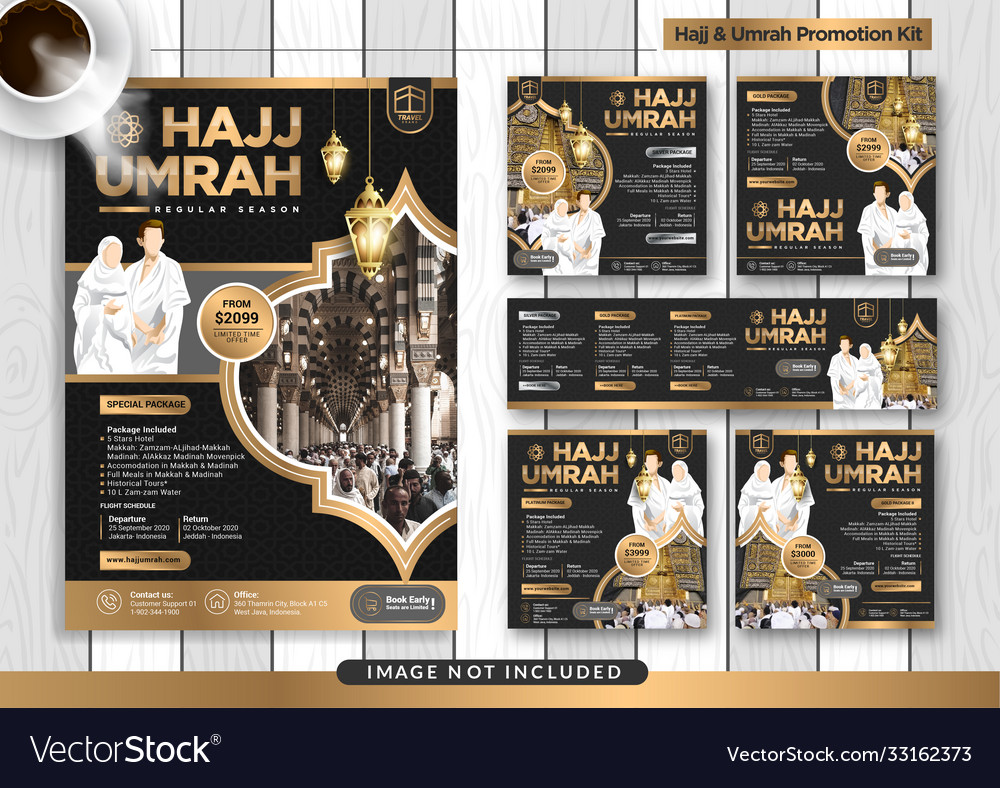 Umroh and hajj promotion kit Royalty Free Vector Image