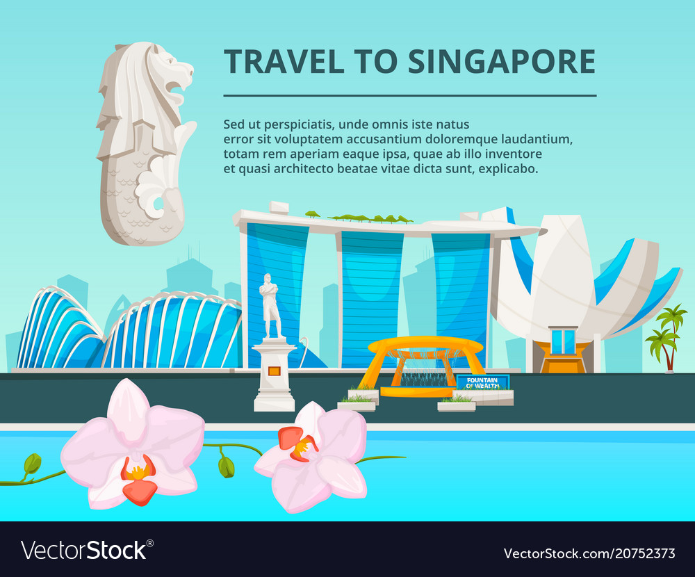 Urban landscape with cultural objects singapore Vector Image