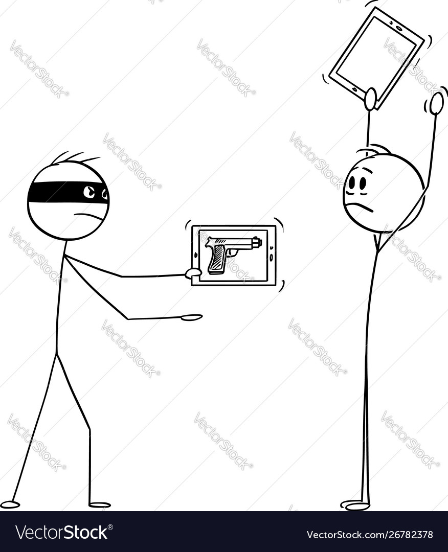 Cartoon robber with virtual gun as image on Vector Image