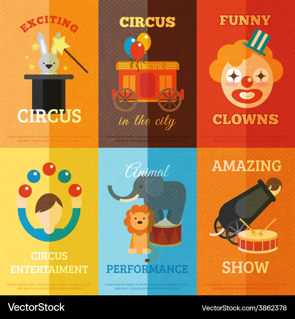 Circus poster set Royalty Free Vector Image - VectorStock
