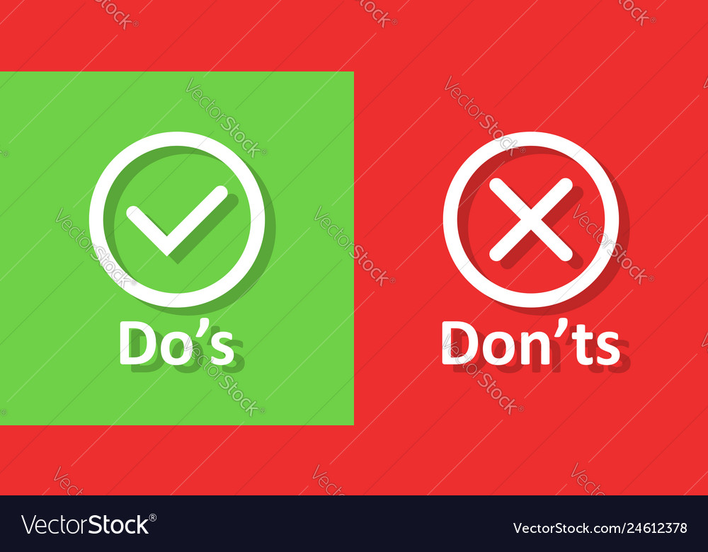 Dos and donts sign icon in flat style like unlike Vector Image