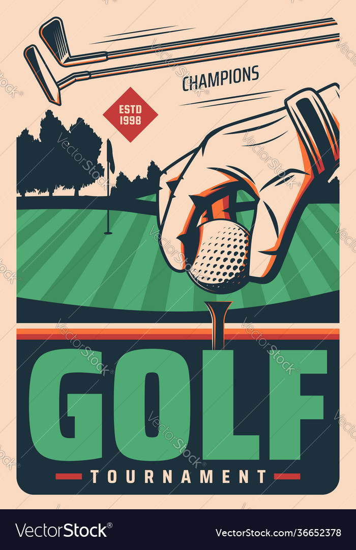 Golf tournament retro poster sport game Royalty Free Vector