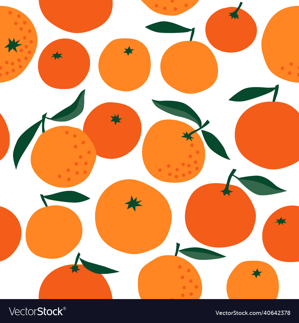 Seamless pattern with citrus fruits and leaves