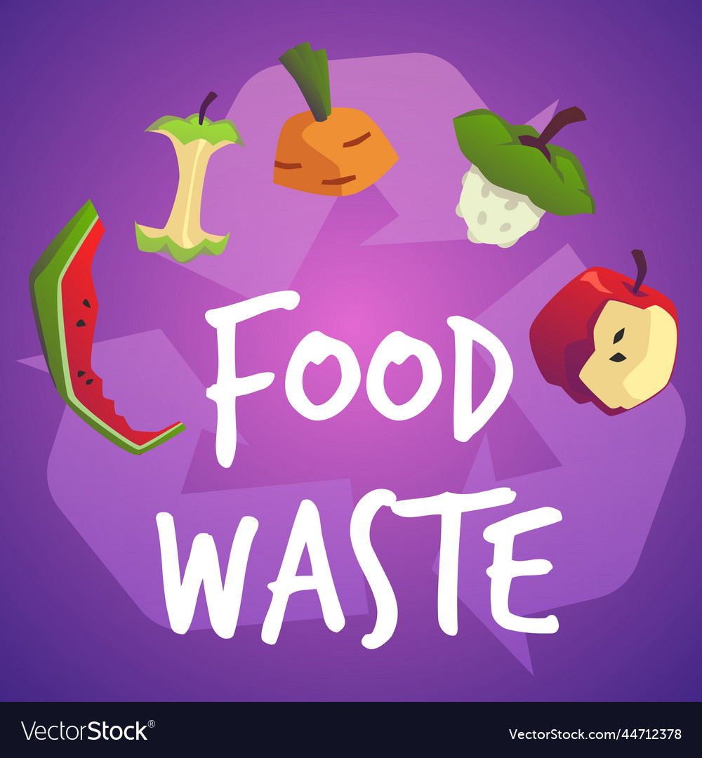 Squared banner about food waste flat style Vector Image